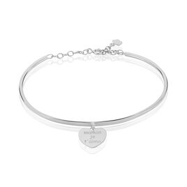 Bracelet Jonc Lael Argent Blanc - Bracelets Coeur Femme | Histoire d’Or
