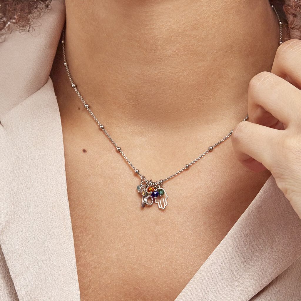 Collier Argent Blanc Niccolo Pierres Artificelles - Colliers fantaisie Femme | Histoire d’Or