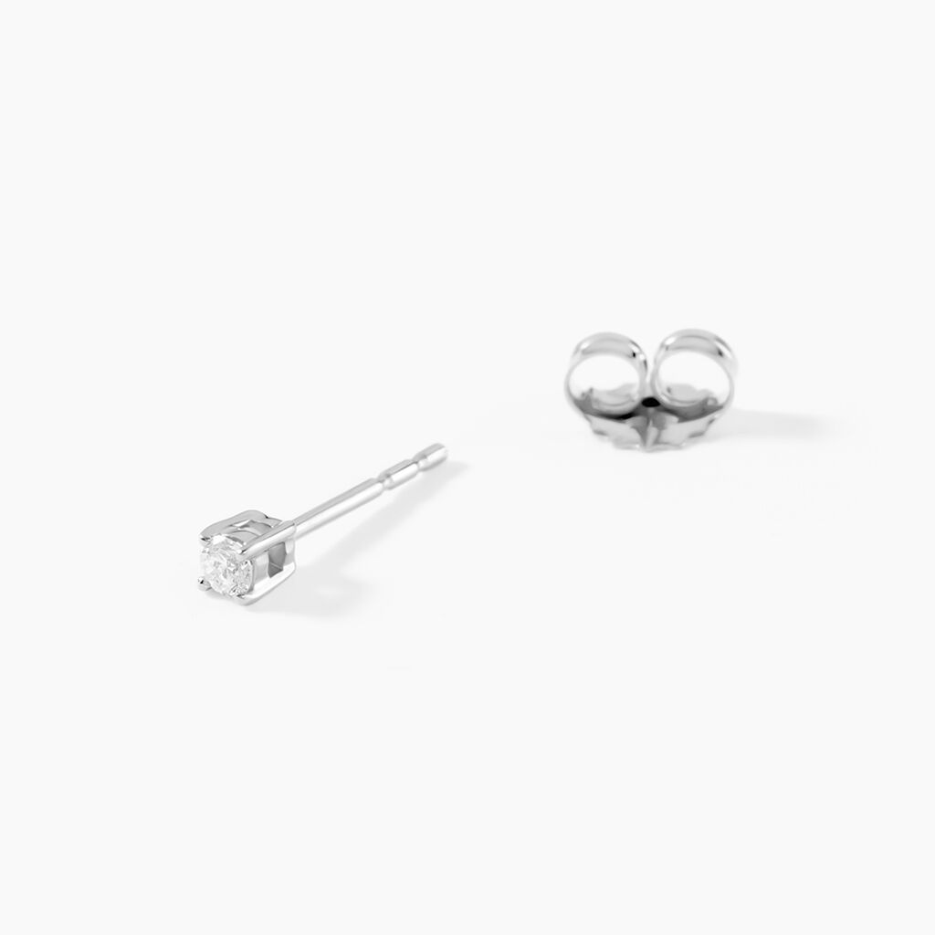 Boucles D'Oreilles Puces One Or Blanc Diamants - Clous d'oreilles Femme | Histoire d&rsquo;Or