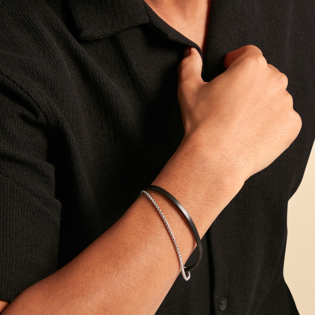 Bracelet Jourdan Arpad Acier Argent&eacute; - Bracelets cha&icirc;ne Homme | Histoire d&rsquo;Or