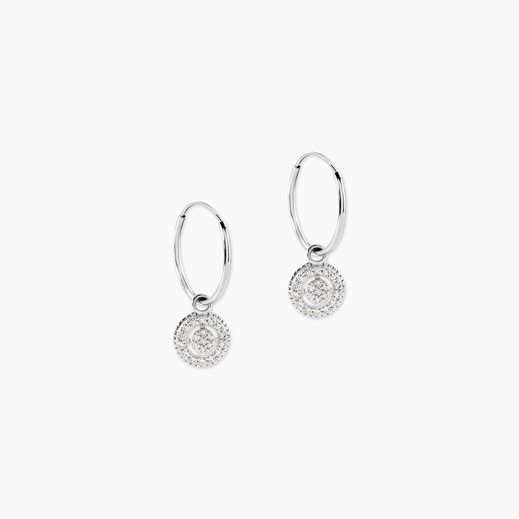 Cr&eacute;oles Lulu Or Blanc Oxyde - Boucles d'oreilles cr&eacute;oles Femme | Histoire d&rsquo;Or