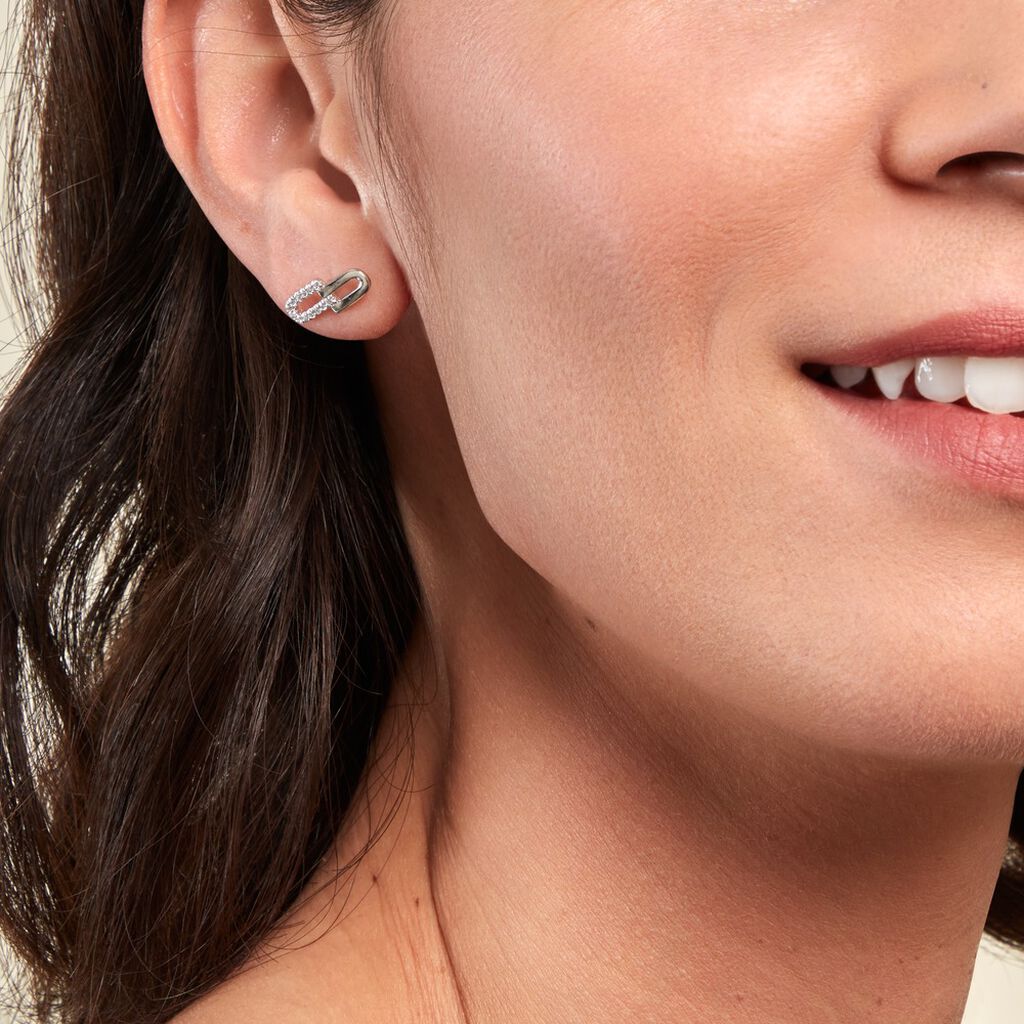 Boucles D'oreilles Puces Neema Argent Blanc Oxyde De Zirconium - Boucles d'oreilles fantaisie Femme | Histoire d’Or
