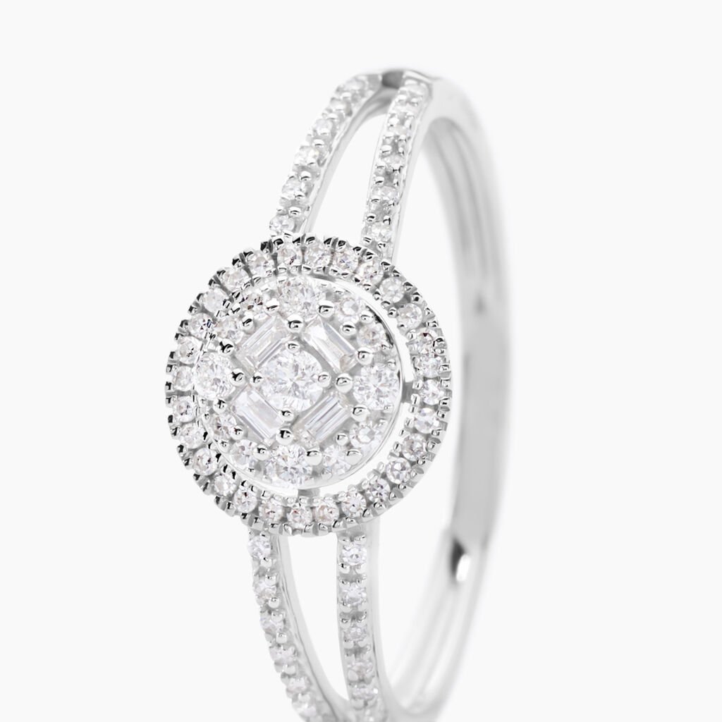 Bague 1986 Or Blanc Diamants - Bagues solitaires Femme | Histoire d&rsquo;Or