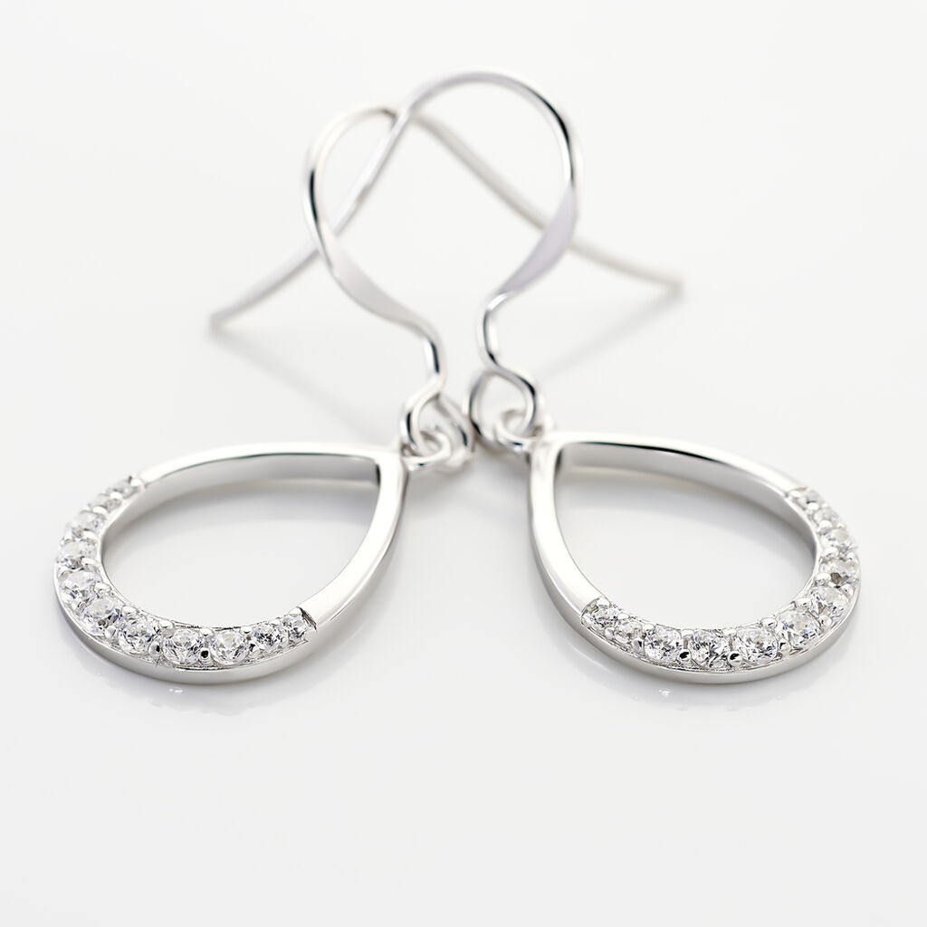 Boucles D'oreilles Pendantes Nicole Argent Blanc Oxyde De Zirconium - Boucles d'oreilles fantaisie Femme | Histoire d’Or