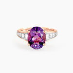 Bague Marie-camille Or Rose Amethyste Et Oxyde De Zirconium - Bagues solitaires Femme | Histoire d&rsquo;Or
