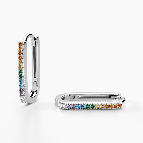 Créoles Lutetia Argent Blanc Oxyde De Zirconium - Boucles d'oreilles créoles Femme | Histoire d’Or