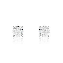 Boucles D'oreilles Puces Victoria Or Blanc Diamant - Clous d'oreilles Famille | Histoire d’Or