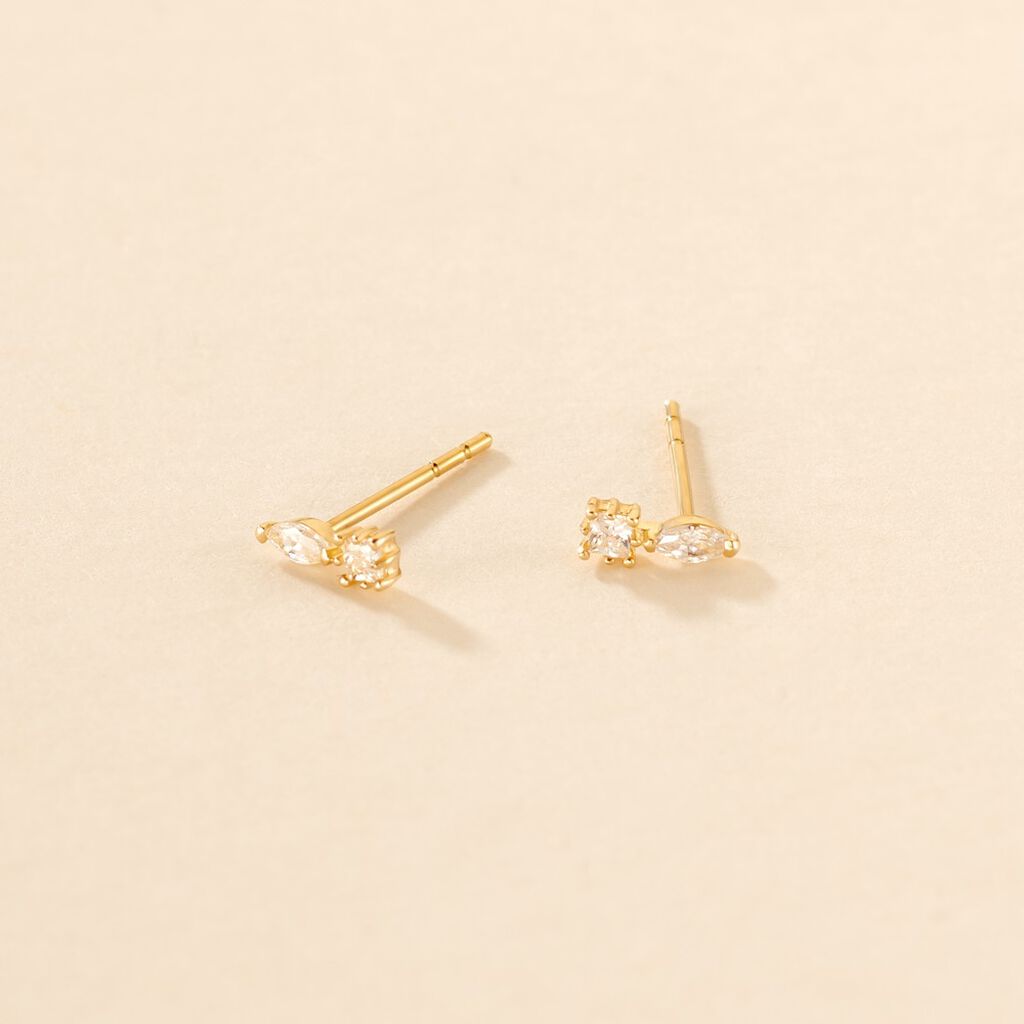 Boucles D'oreilles Puces Huey Or Jaune Oxyde De Zirconium - Clous d'oreilles Femme | Histoire d’Or