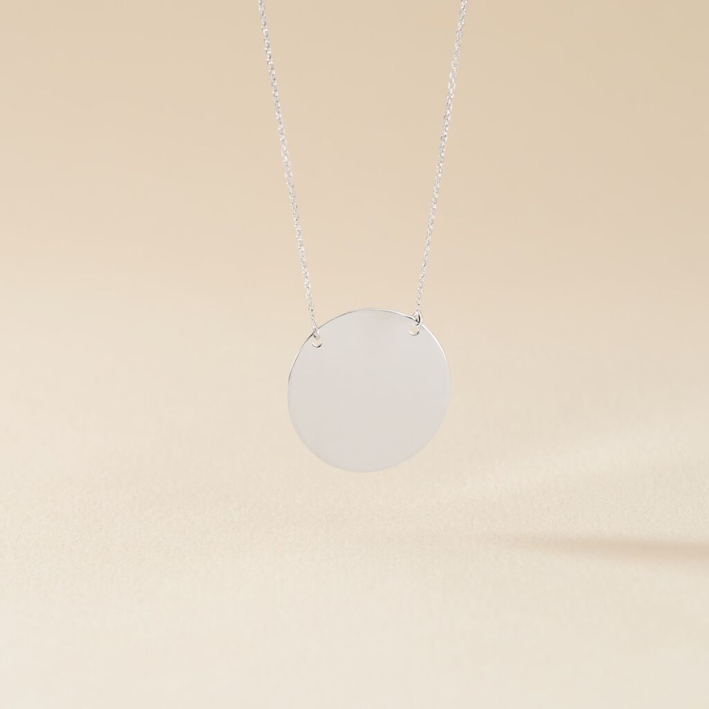 Collier Pastille Gravable Or Blanc - Cadeaux de naissance Femme | Histoire d’Or