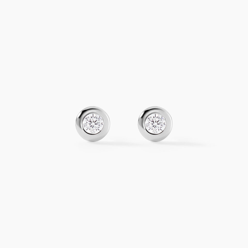 Boucles D'oreilles Puces Argent Blanc Laureano Oxydes De Zirconium - Boucles d'oreilles fantaisie Femme | Histoire d&rsquo;Or