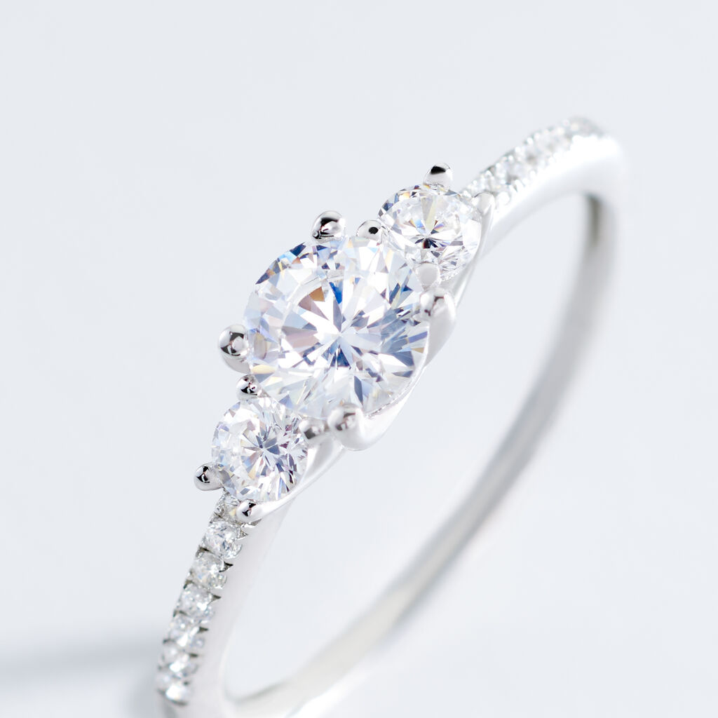 Bague Mallory Argent Blanc Oxyde De Zirconium - Bagues avec pierre Femme | Histoire d&rsquo;Or