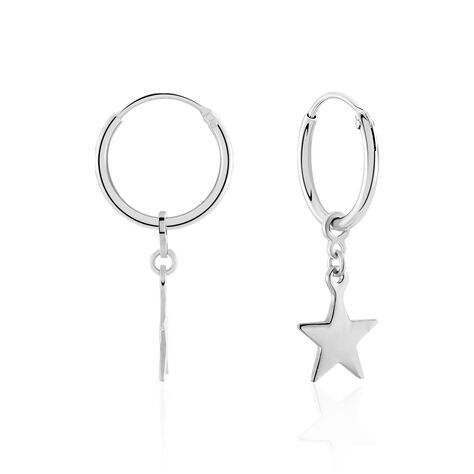 Créoles Elvyn Argent Blanc - Boucles d'oreilles créoles Femme | Histoire d’Or