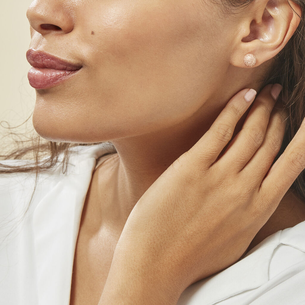 Boucles D'oreilles Puces Martina Argent Rose - Boucles d'oreilles fantaisie Femme | Histoire d’Or