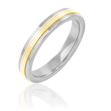 Alliance 1 Anneau Raye Ruban Plat Or Bicolore - Alliances Unisex | Histoire d&rsquo;Or