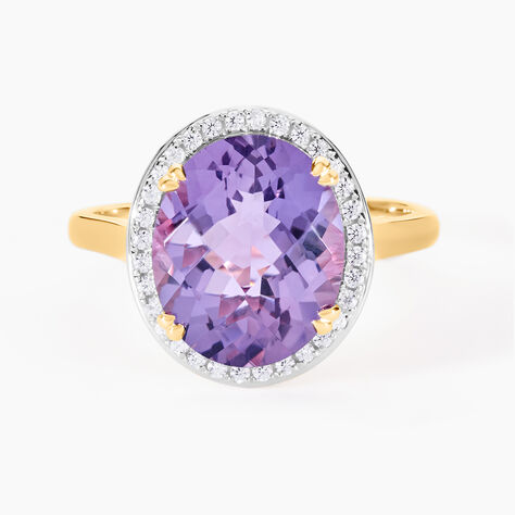 Bague Anna Or Jaune Amethyste Et Oxyde De Zirconium - Bagues avec pierre Femme | Histoire d’Or