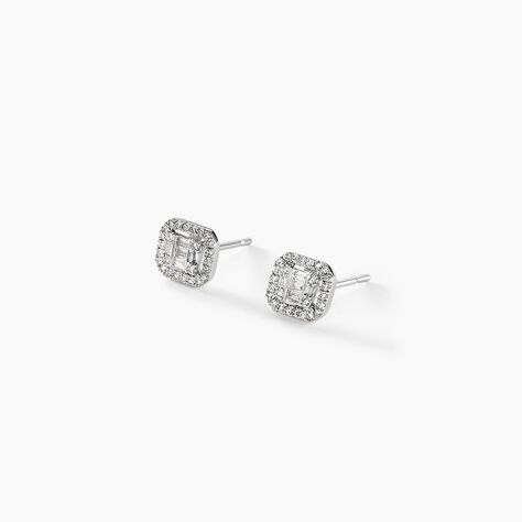 Boucles D'oreilles Puces 1986 Or Blanc Diamants - Clous d'oreilles Femme | Histoire d&rsquo;Or