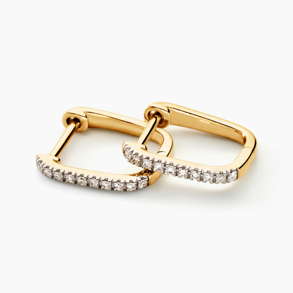 Cr&eacute;oles Or Jaune Araminta Diamant - Boucles d'oreilles cr&eacute;oles Femme | Histoire d&rsquo;Or