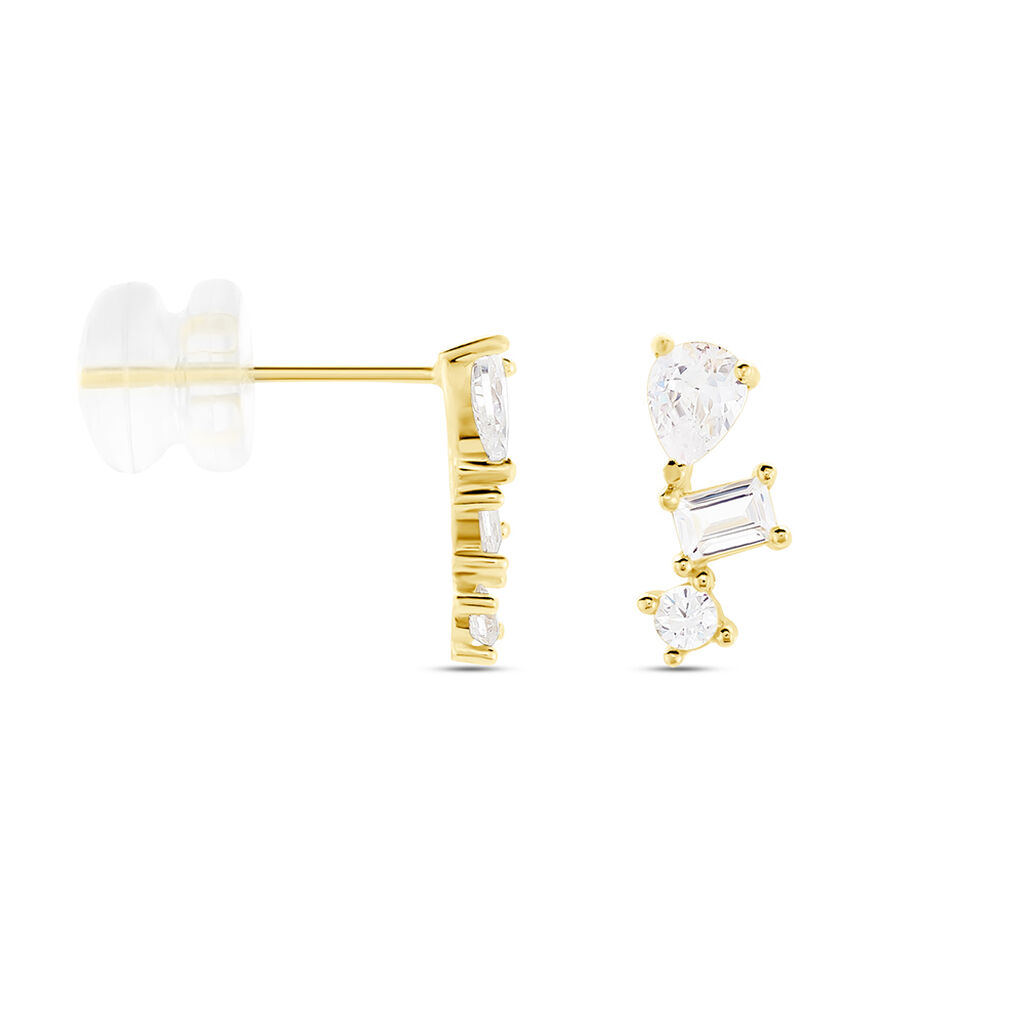 Boucles D'oreilles Puces Osip Or Jaune Oxyde De Zirconium - Clous d'oreilles Femme | Histoire d&rsquo;Or