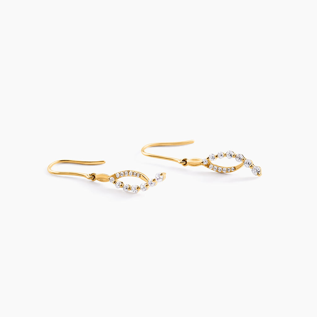 Boucles D'Oreilles Pendantes Klavdija Or Jaune Oxyde De Zirconium - Boucles d'oreilles pendantes Femme | Histoire d&rsquo;Or