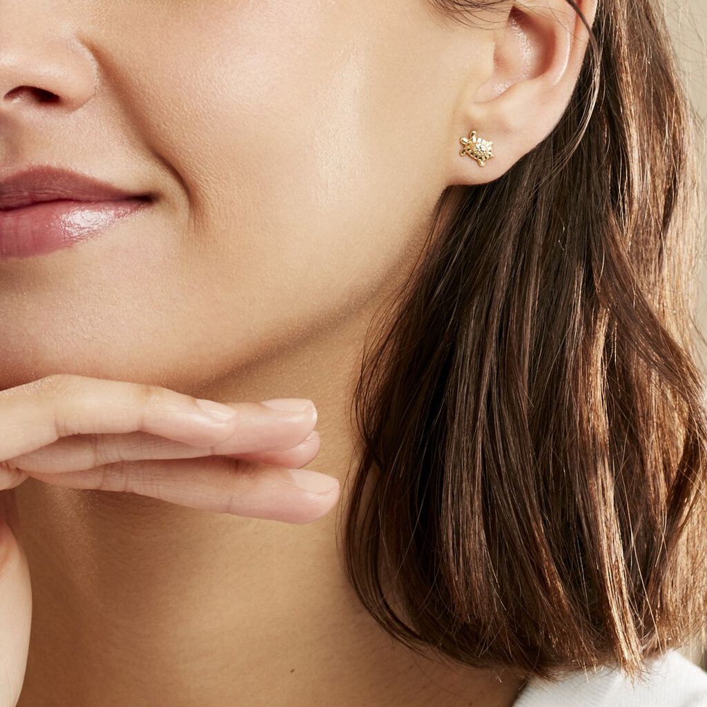 Boucles D'oreilles Puces Almahae Tortue Or Jaune - Clous d'oreilles Femme | Histoire d’Or