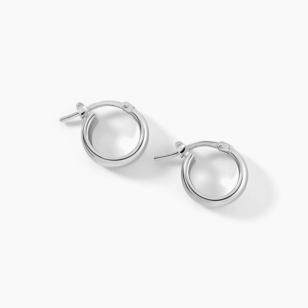 Créoles Lisa Argent Blanc - Boucles d'oreilles créoles Femme | Histoire d’Or