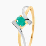 Bague Or Bicolore Rosmunda Emeraude - Bagues solitaires Femme | Histoire d&rsquo;Or