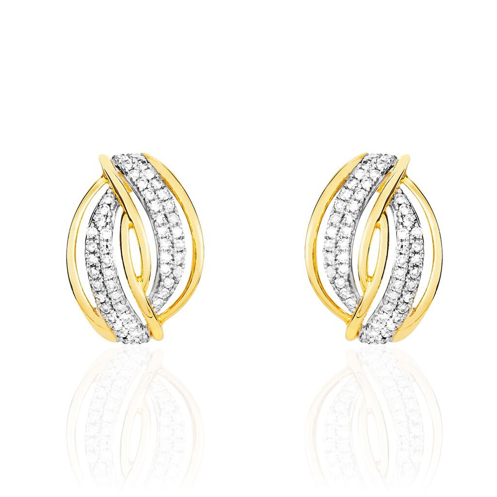 Boucles D'oreilles Puces Enora Or Jaune Diamant - Clous d'oreilles Femme | Histoire d&rsquo;Or