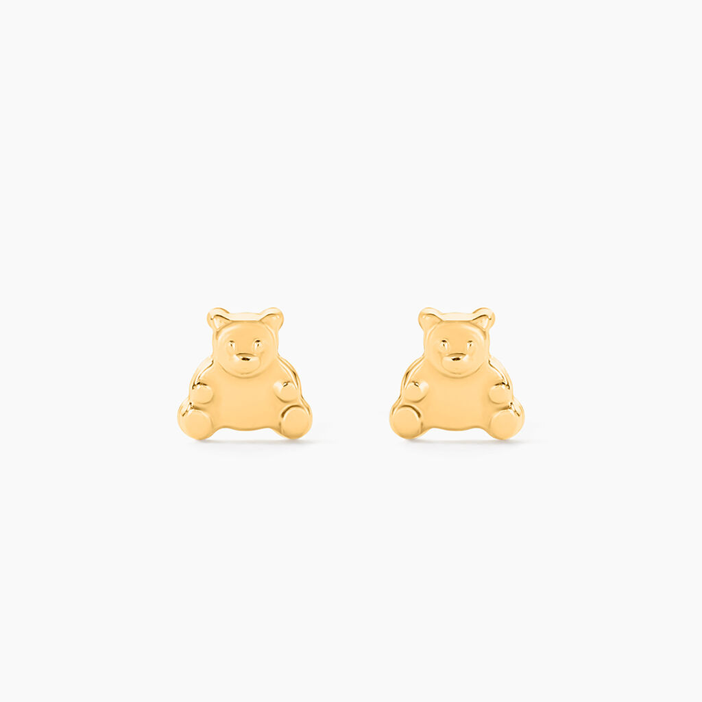 Boucles D'oreilles Puces Ours Or Or Jaune - Clous d'oreilles Enfant | Histoire d&rsquo;Or