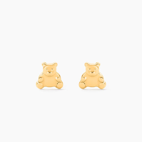 Boucles D'oreilles Puces Ours Or Or Jaune - Clous d'oreilles Enfant | Histoire d&rsquo;Or