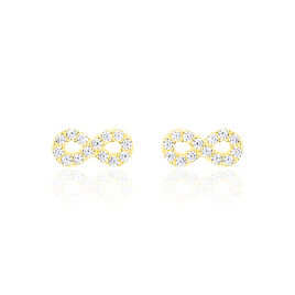 Boucles D'oreilles Puces Fannelle Infini Or Jaune Oxyde De Zirconium - Clous d'oreilles Femme | Histoire d’Or