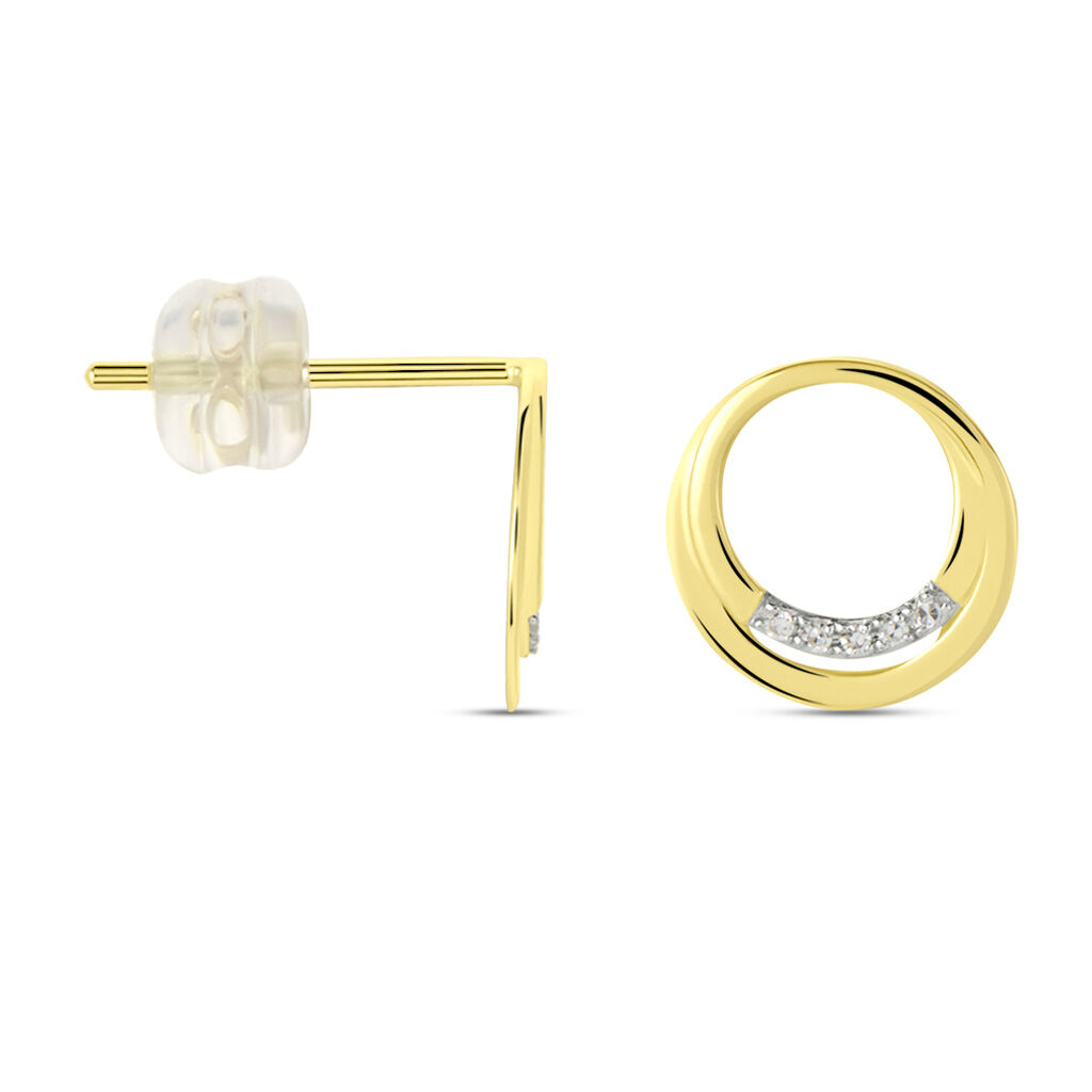 Boucles D'oreilles Puces Circlane Or Jaune Diamant - Clous d'oreilles Femme | Histoire d’Or