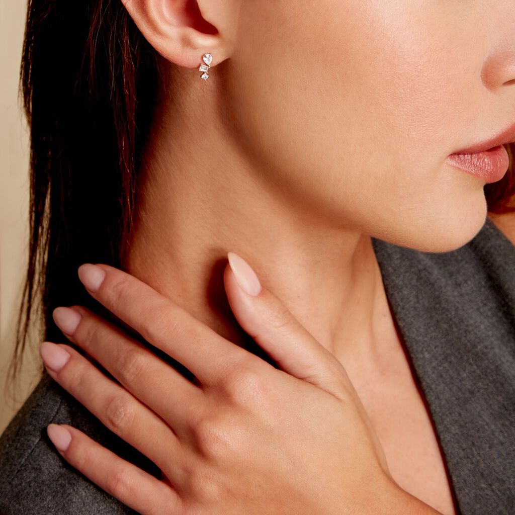 Boucles D'oreilles Puces Osip Or Jaune Oxyde De Zirconium - Clous d'oreilles Femme | Histoire d’Or