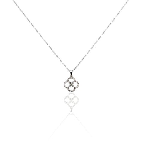 Collier Rose Argent Blanc Oxyde De Zirconium - Colliers fantaisie Femme | Histoire d’Or