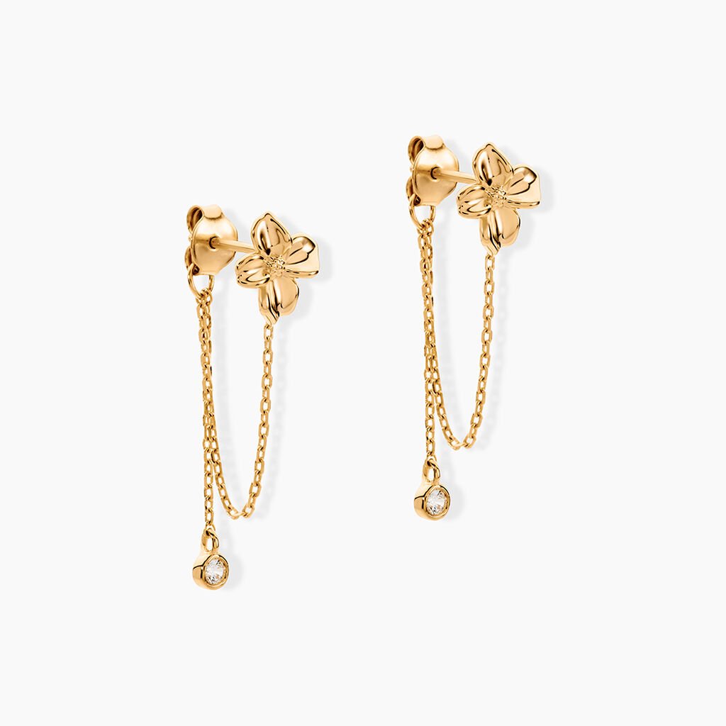 Boucles D'Oreilles Pendantes Selva Plaqué Or Jaune Oxyde De Zirconium - Boucles d'oreilles fantaisie Femme | Histoire d’Or