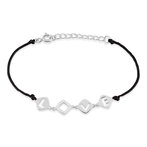 Bracelet Argent Dustin Cordon Pastilles Oxyde - Bracelets cordon Femme | Histoire d’Or