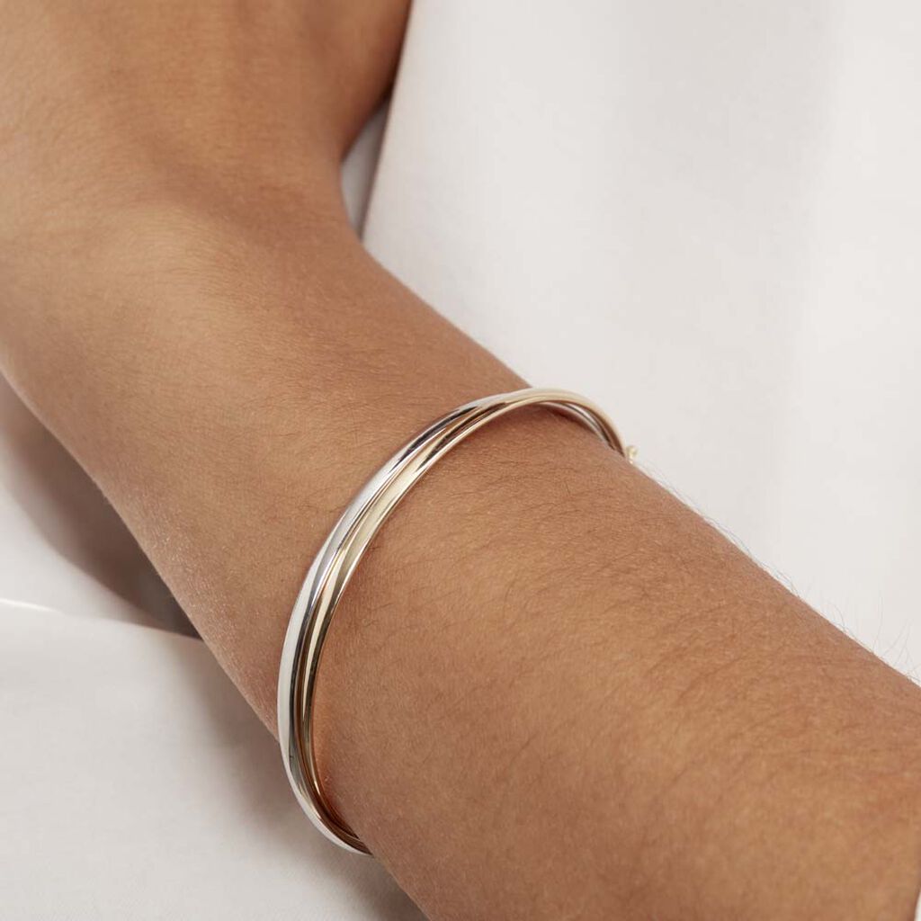 Bracelet Jonc Catalin 2 Fils Flexibles Or Bicolore - Bracelets joncs Femme | Histoire d’Or