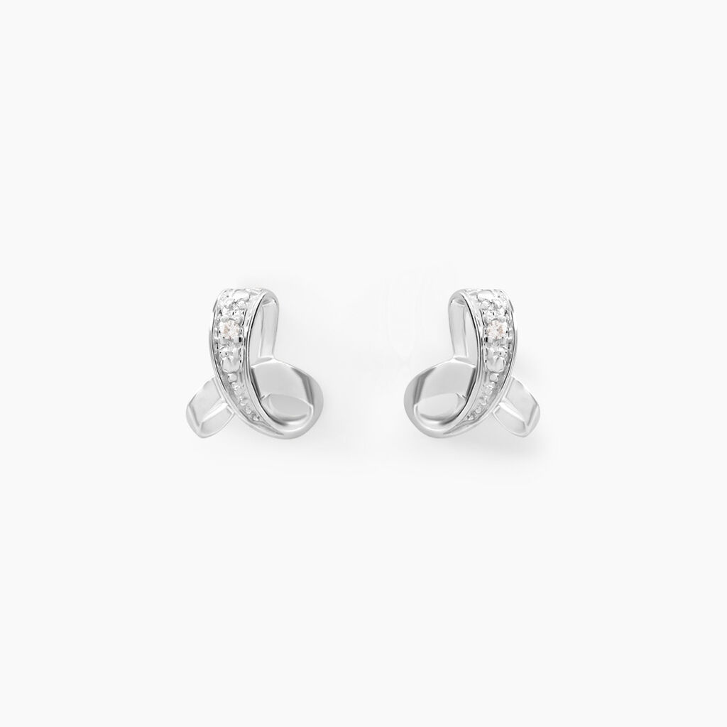Boucles D’oreilles Puces Volute Or Blanc Diamant