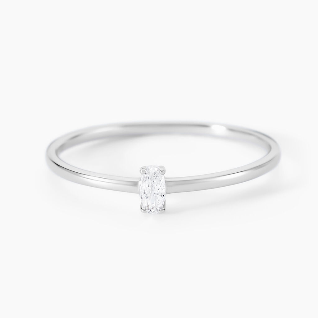 Bague Solitaire Argent Blanc  1er Solitaire Oxyde De Zirconium - Bagues solitaires Femme | Histoire d&rsquo;Or