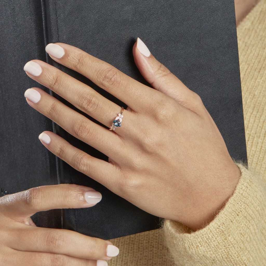 Bague Lora Or Rose Topaze Et Oxyde De Zirconium - Bagues solitaires Femme | Histoire d’Or