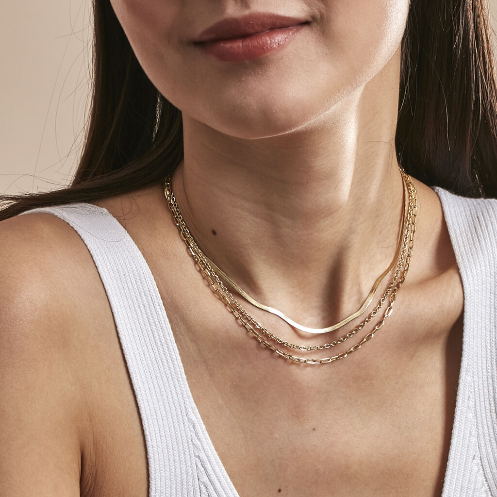 Collier Cherilyn Acier Doré - Colliers doubles et triples chaînes Femme | Histoire d’Or