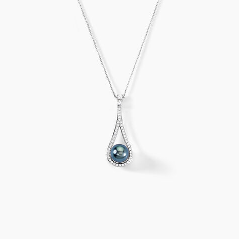 Collier Gillet Or Blanc Perle De Tahiti Oxyde Zirconium - Colliers Femme | Histoire d’Or