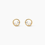 Boucles D'Oreilles Puces Prescilla Argent Dor&eacute; A L'Or 750/1000 Oxyde De Zirconium - Boucles d'oreilles fantaisie Femme | Histoire d&rsquo;Or