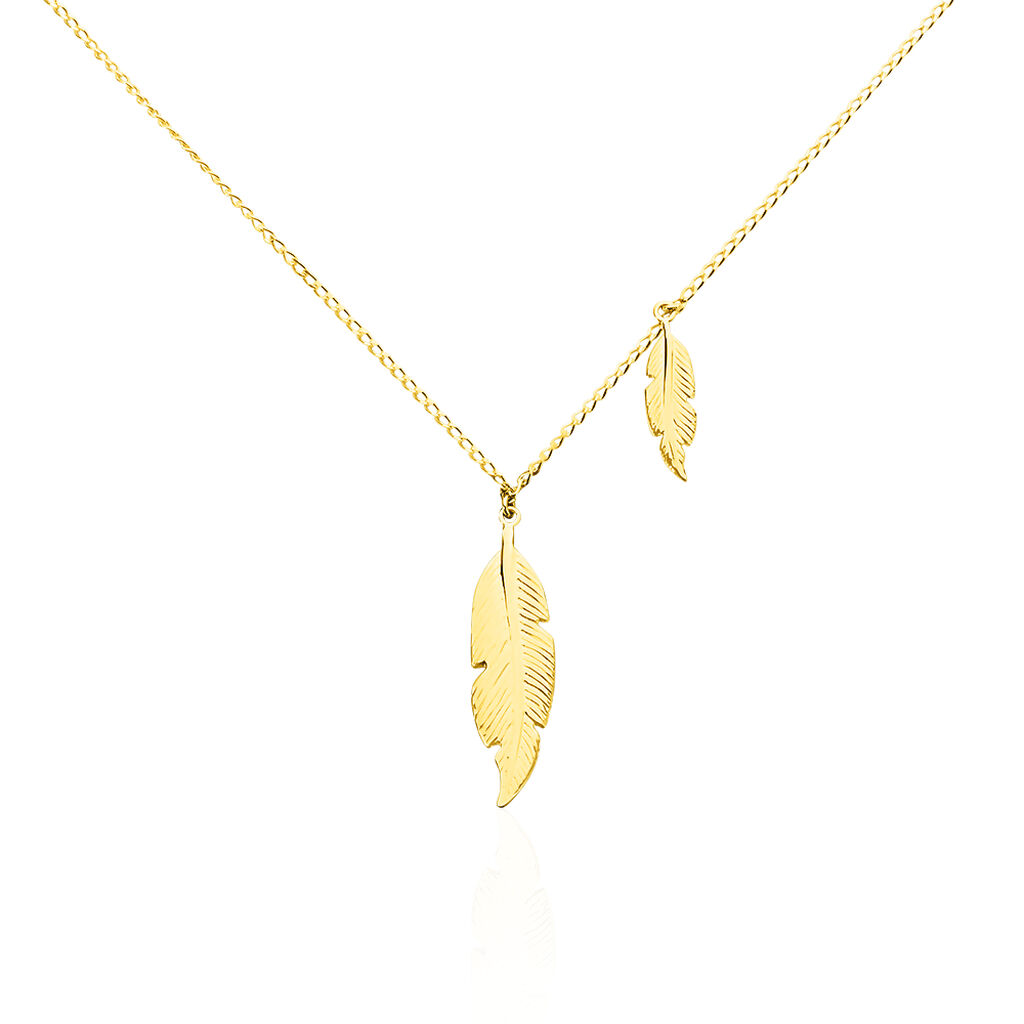Collier Indian Nature Feuilles Or Jaune