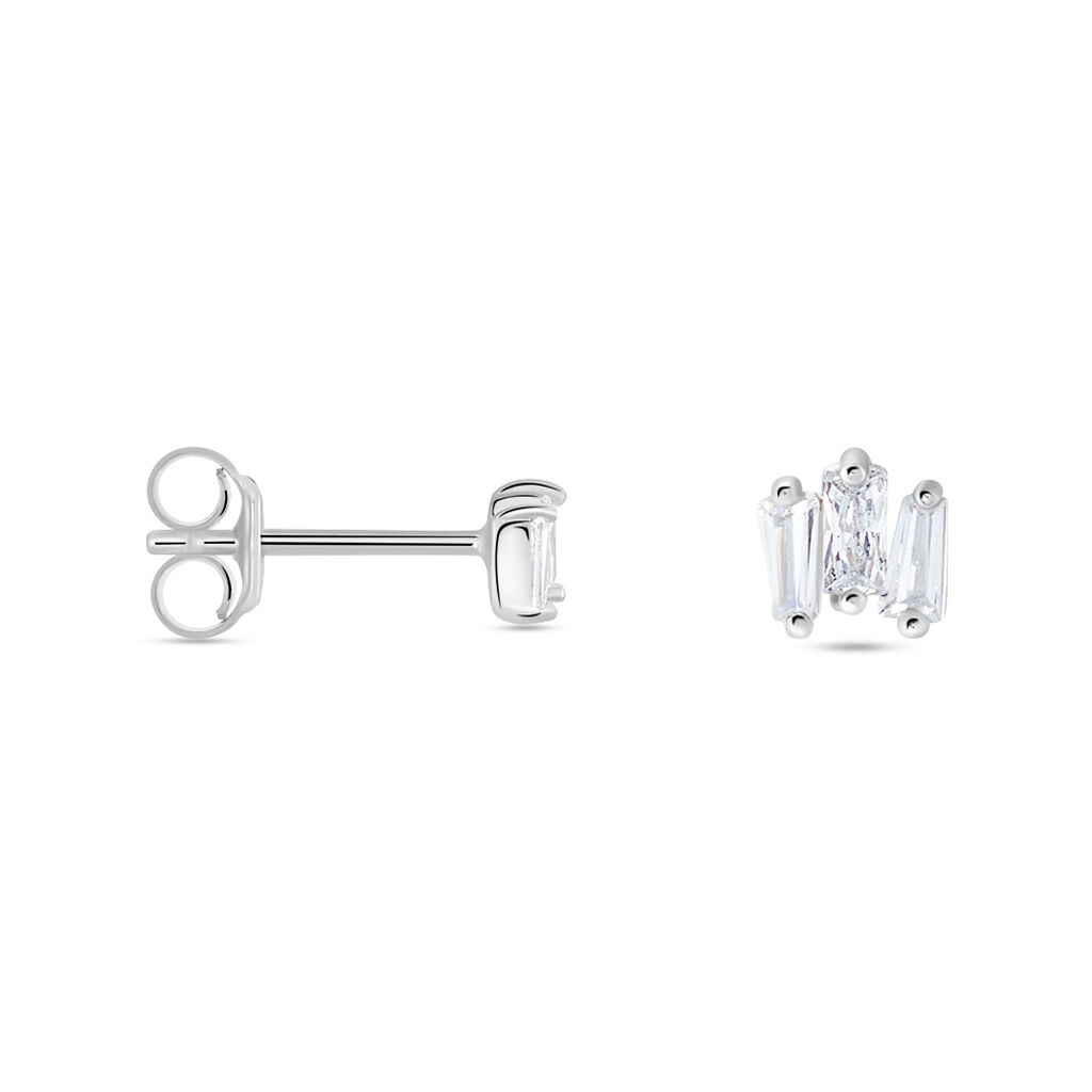Boucles D'oreilles Puces Adria Argent Blanc Oxyde De Zirconium - Boucles d'oreilles fantaisie Femme | Histoire d&rsquo;Or