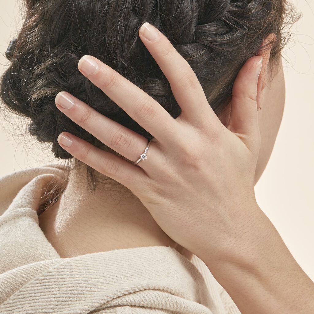 Bague Solitaire Veronika Or Blanc Diamant - Bagues solitaires Femme | Histoire d’Or