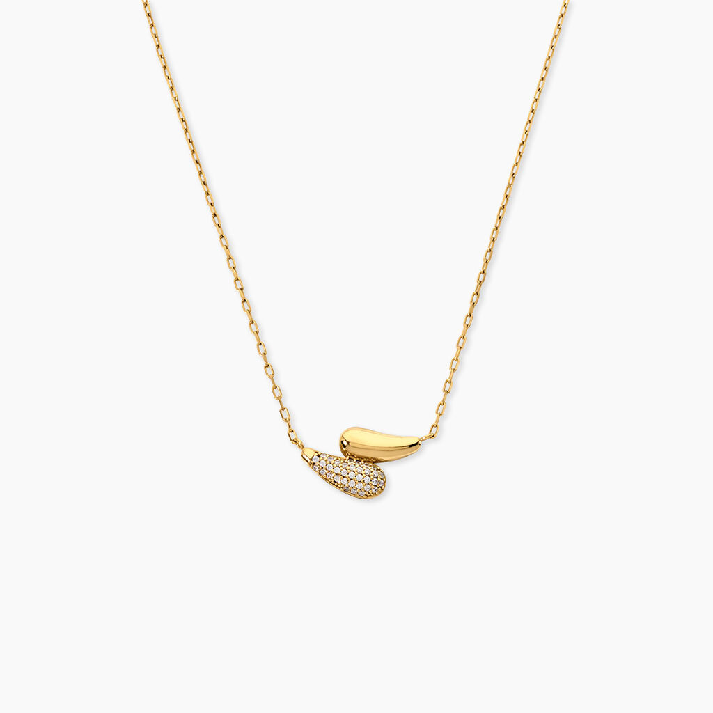 Collier Sunset Riviera Argent Dor&eacute; A L'Or 750/1000 Oxyde De Zirconium - Colliers Femme | Histoire d&rsquo;Or