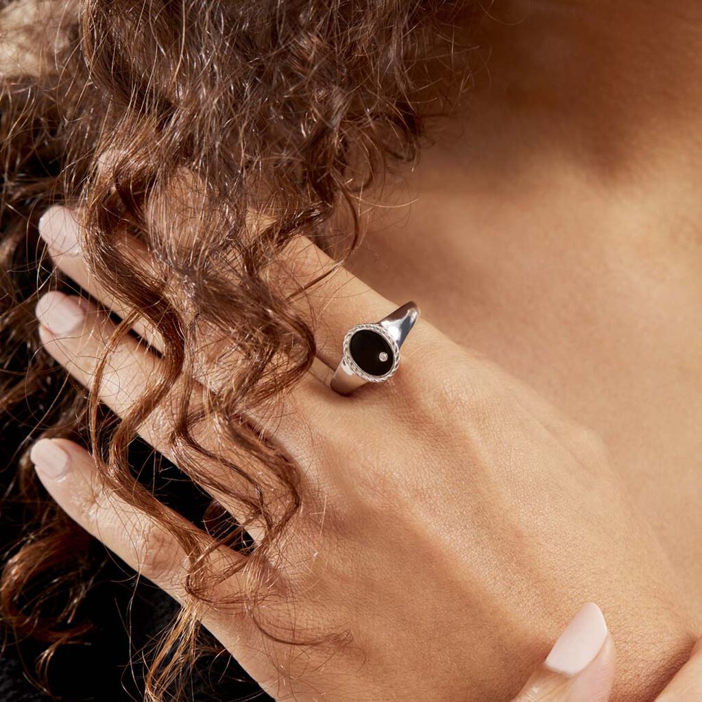 Bague Argent Blanc Lugus Email Et Oxyde De Zirconium -  Femme | Histoire d’Or