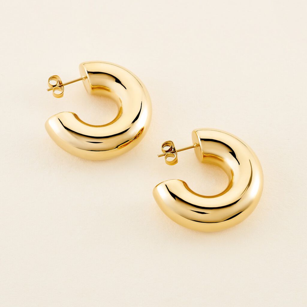 Cr&eacute;oles Letty Acier Jaune Sans Pierre - Boucles d'oreilles cr&eacute;oles Femme | Histoire d&rsquo;Or