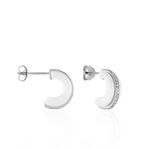 Cr&eacute;oles Noci Argent Blanc C&eacute;ramique Et Oxyde De Zirconium - Boucles d'oreilles cr&eacute;oles Femme | Histoire d&rsquo;Or