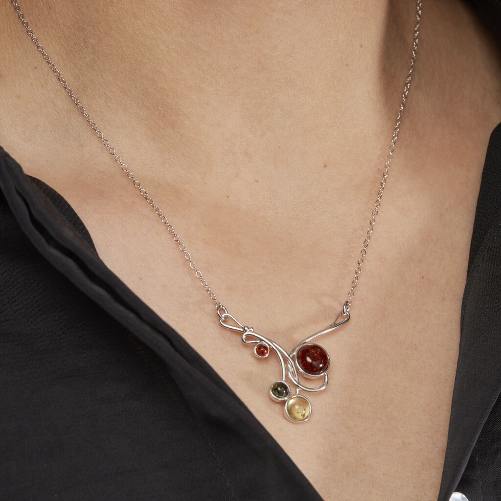 Collier Argent Blanc Dorka Ambres - Colliers fantaisie Femme | Histoire d’Or